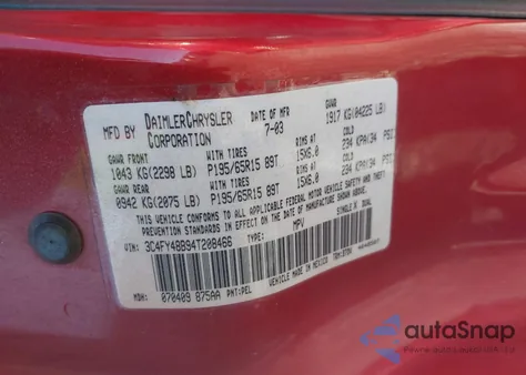 2004 Chrysler Pt Cruiser z USA, uszkodzony, nr VIN 3C4FY48B94T208466